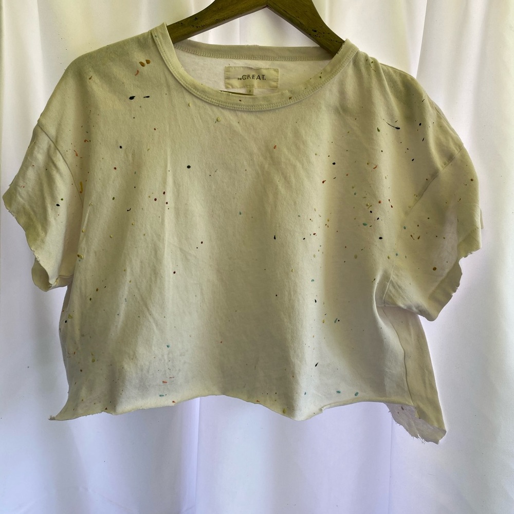 THE GREAT cropped white splattered tee